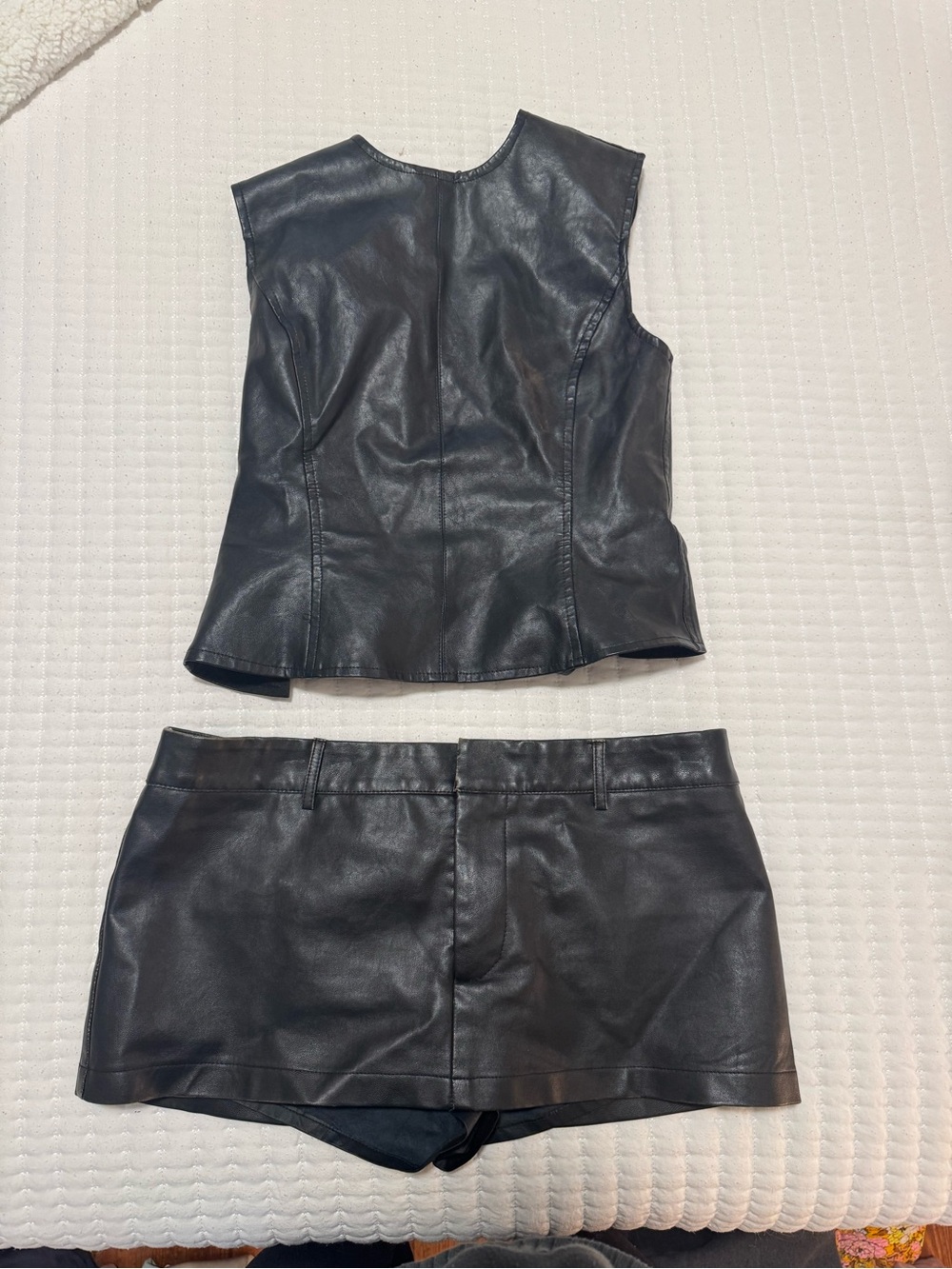 Lioness Black Faux Leather Mini Skort